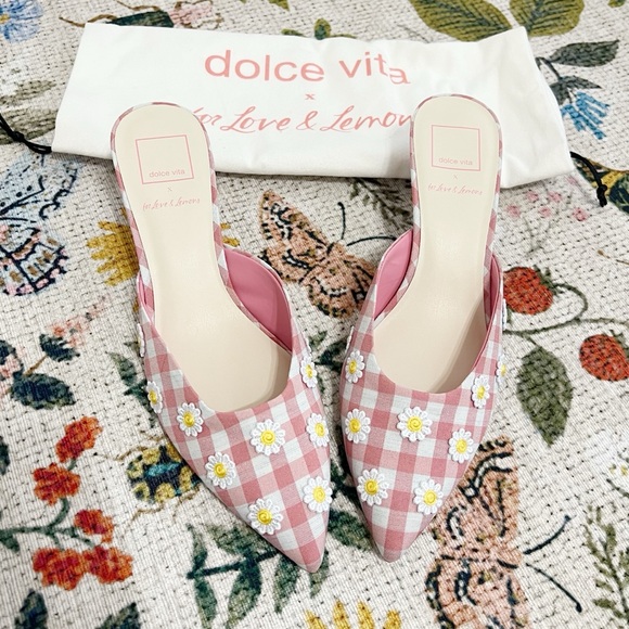 NWT Dolce Vita X For Love And Lemons Lilou Mule in Pink Gingham - Picture 3 of 15